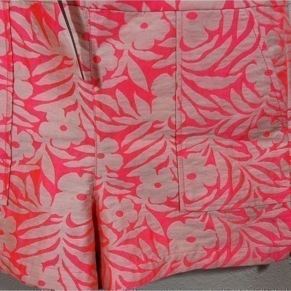 J.Crew Womens Neon Pink Floral Tropical Side Zip Shorts C6192 Size 10 NEW - Picture 4 of 8